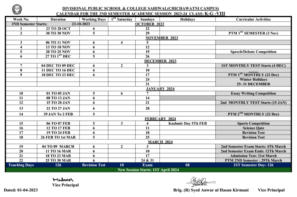 Calendar Image 2ND Semester 2023 1024x678