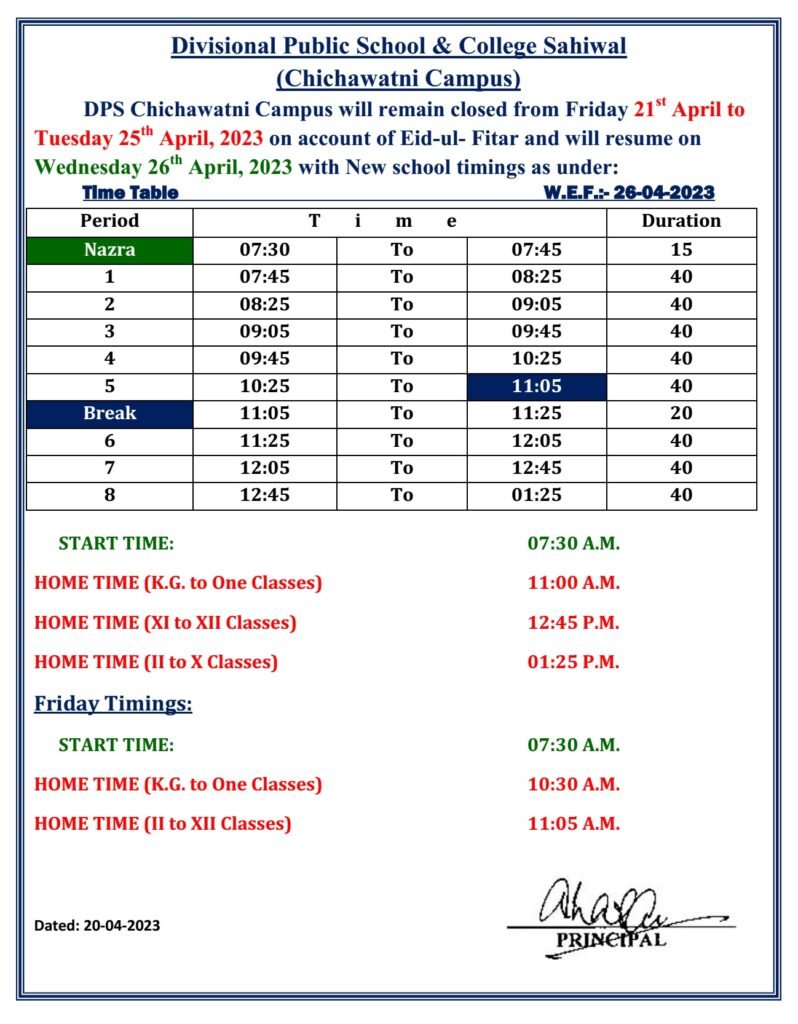 Eid Holidays Circular 798x1024