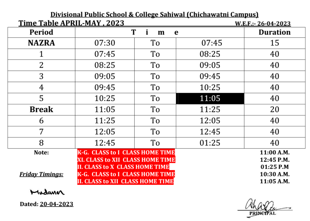 Time Table New 1024x731