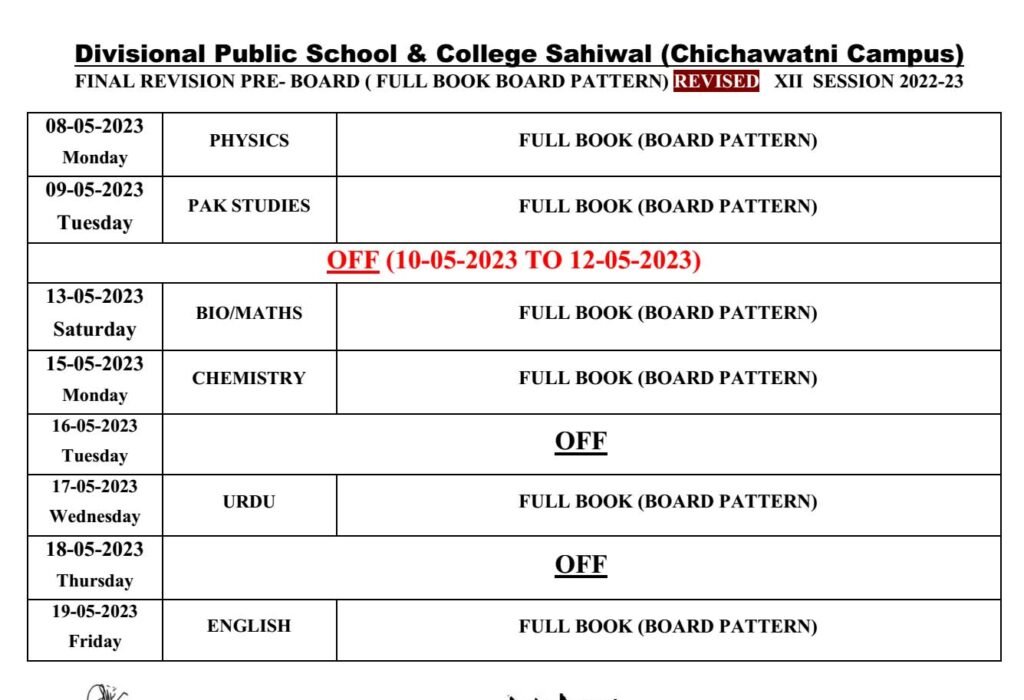 Revised Date Sheet XII Full Book 1024x700