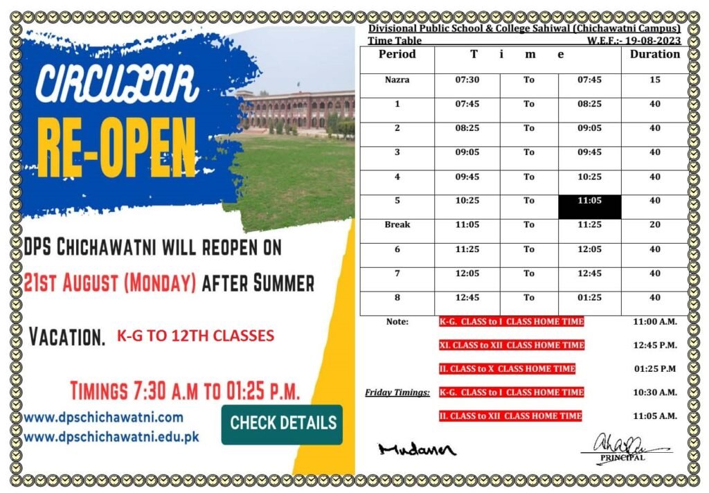 Time Table August 2023 1024x712